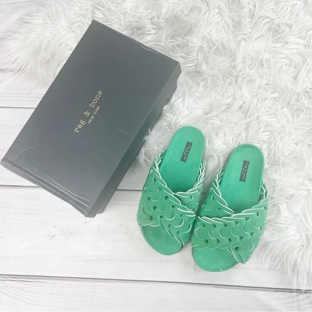 Rag‎ & Bone Bailey Sport Slide Sandal in Kelly in Green Size 36